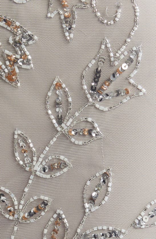 Pisarro Nights Floral Beaded Chiffon Gown In Silver 040