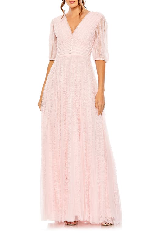 Mac Duggal Ruffle Puff Sleeve Gown Rose at Nordstrom,