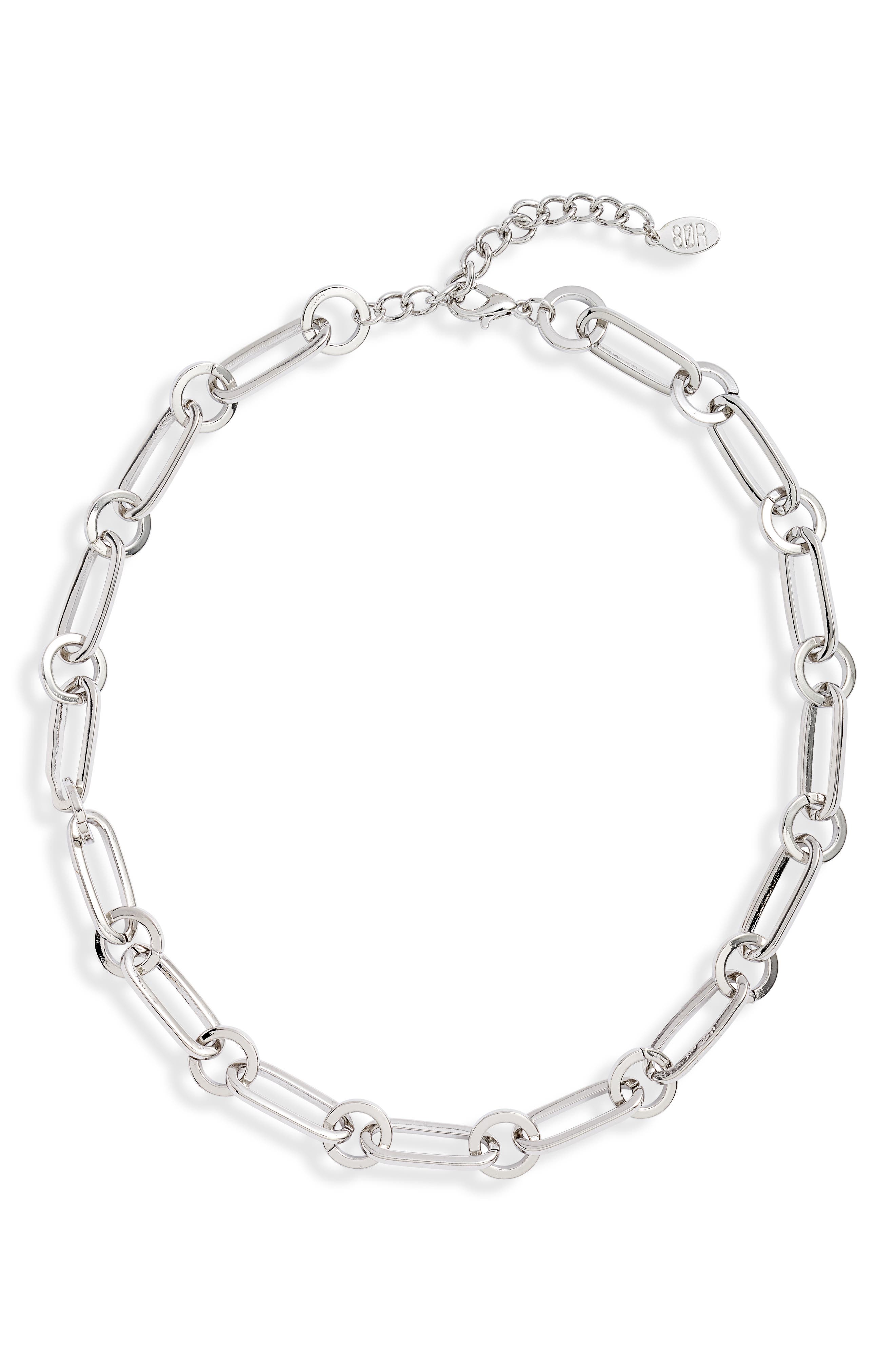 8 Other Reasons Rhodium Plated 90 Chain Choker Necklace In Silver