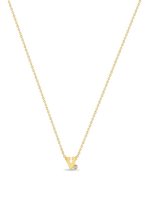 Zoë Chicco Diamond Initial Pendant Necklace in Yellow Gold-V at Nordstrom, Size 16