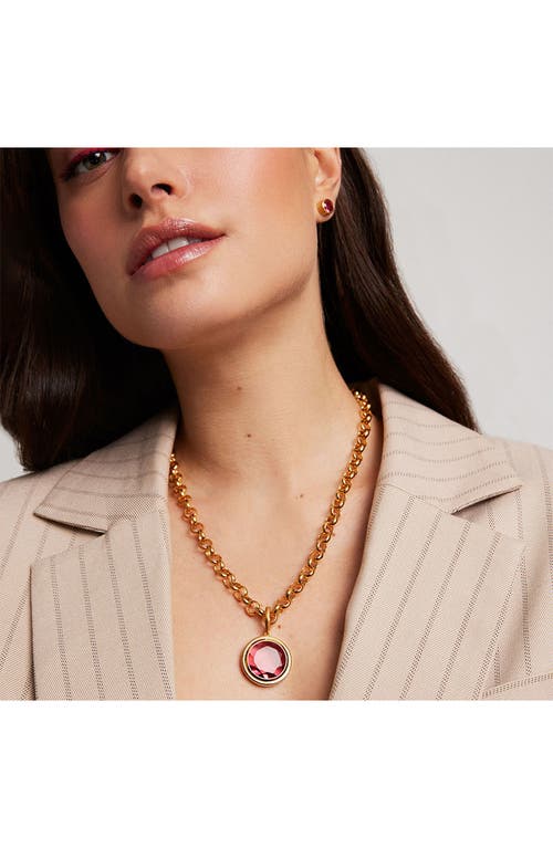 Shop Dean Davidson Lab Created Pink Tourmaline Signet Pendant Necklace In Vivid Pink/gold