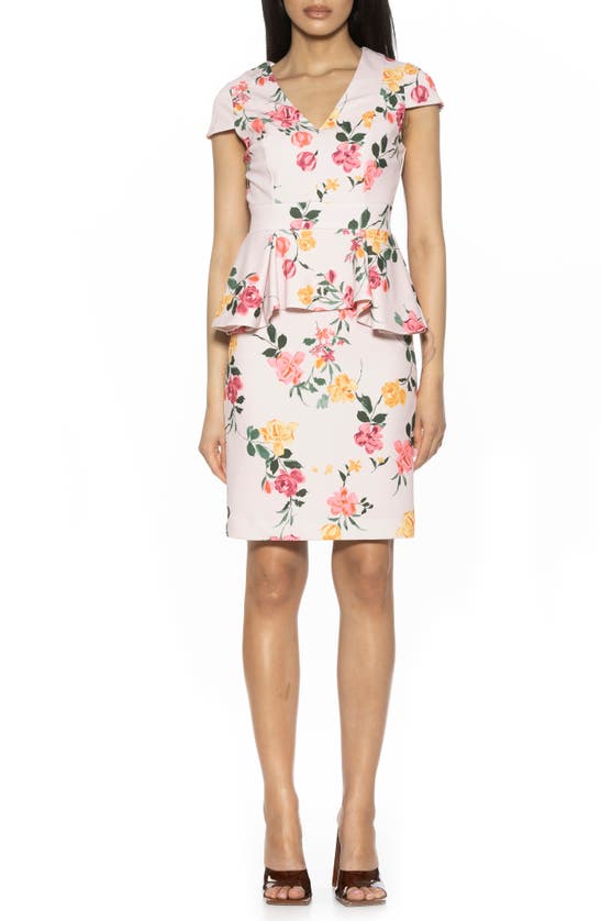 Shop Alexia Admor Willow V-neck Cap Sleeve Sheath Dress In Blush Floral