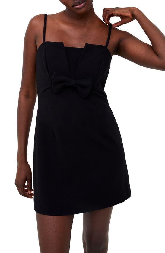 Shop French Connection Whisper Bow Front Minidress In Blackout
