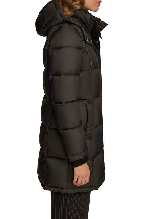 Donna Karan New York Hooded Ribbed Trim Puffer Jacket In Black