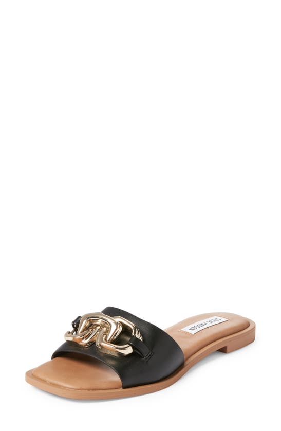 Steve Madden Gene Slide Sandal In Black Leather ModeSens