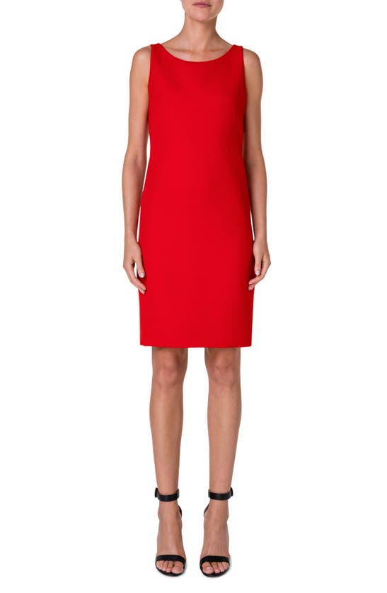 Akris Structured Wool Sheath Dress In Red