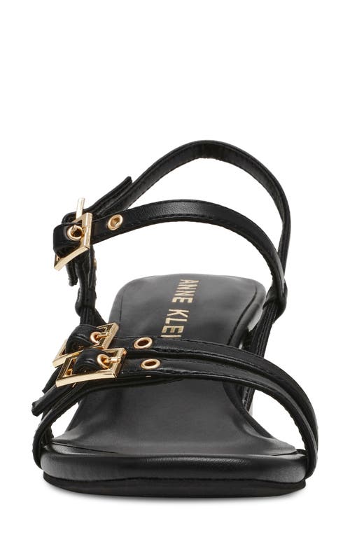 Anne Klein Women's Mackenzie Strappy Buckle Block Heel Dress Sandals In Black Smooth