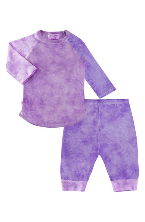 PAIGELAUREN Kids' Marble Long Sleeve Top & Pants Slub Lounge Set in Purple 