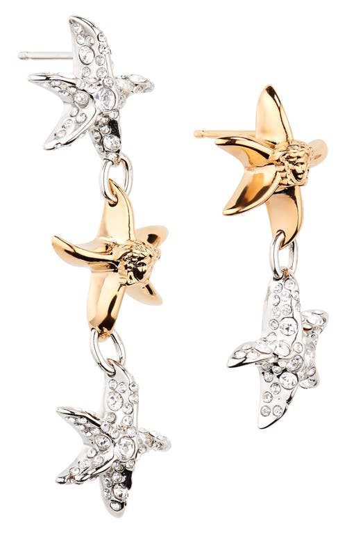 Shop Versace Barocco Starfish Mismatched Drop Earrings In  Gold Pallidium