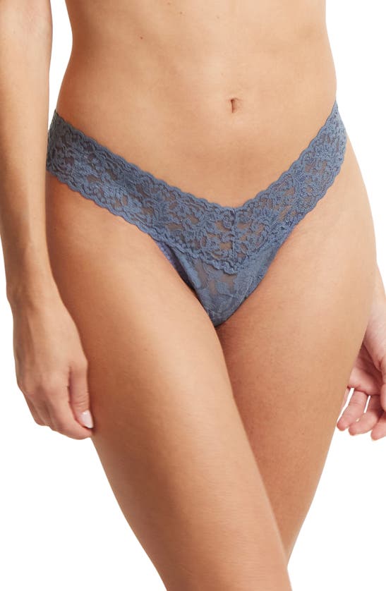 Shop Hanky Panky Signature Lace Low Rise Thong In Tour Guide Blue