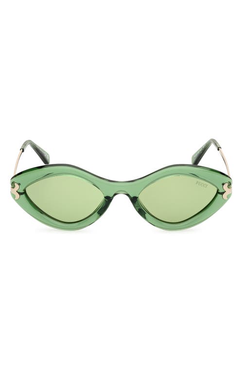 Shop Emilio Pucci Geometric 54mm Sunglasses In Shiny Light Green/green