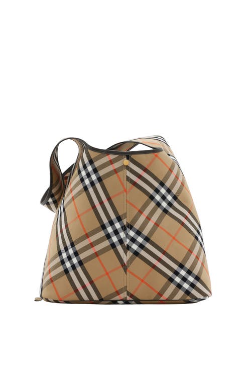 Shop Burberry Large Check Shoulder Bag In Sand