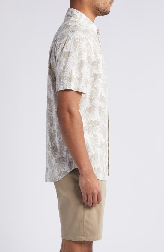 Shop Rails Carson Leaf Print Short Sleeve Linen Blend Button-up Shirt In Dotted Fronds Seneca