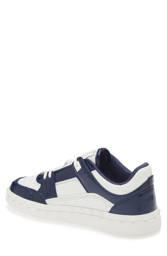 Shop Valentino Garavani Freedots Patent Leather Trim Low Top Sneaker In Worker/bianco