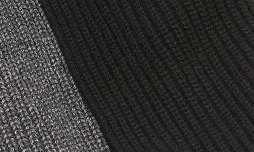 Shop Karl Lagerfeld Paris Colorblock Stripe Wool Blend Scarf In Black/grey