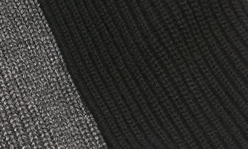Karl Lagerfeld Paris Colorblock Stripe Wool Blend Scarf In Black/grey