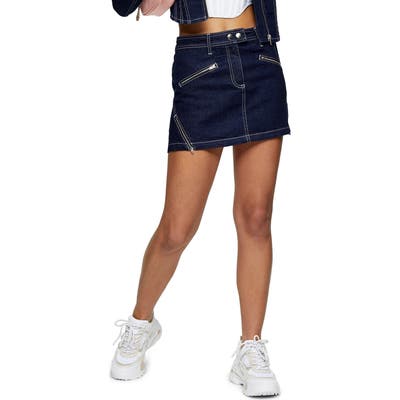 Topshop Pelmet Denim Miniskirt, US - Blue