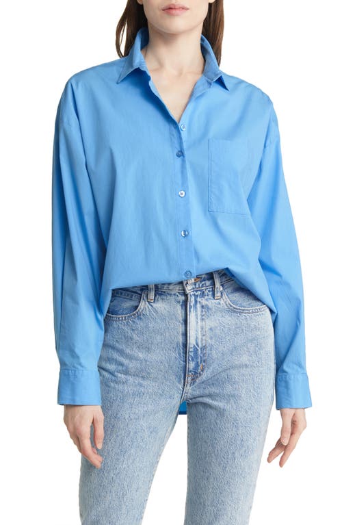 Pistola Sloane Stretch Cotton Button-Up Shirt in Campanula Blue