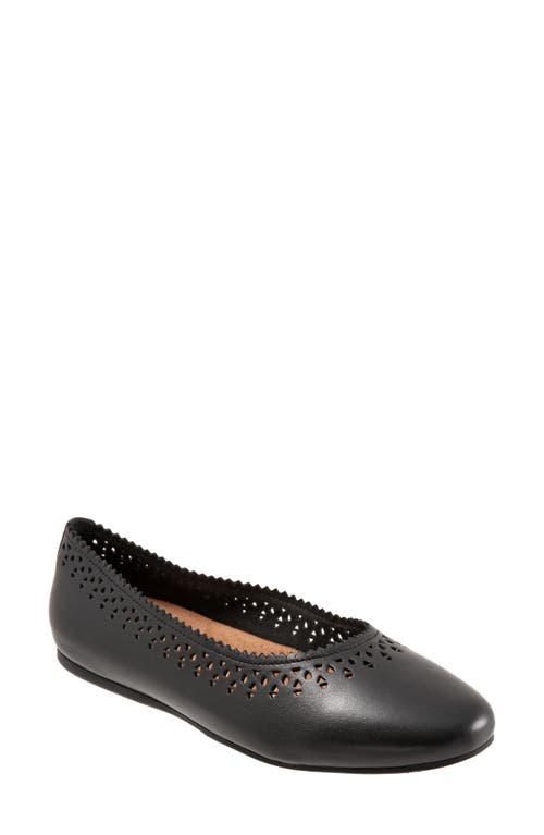 SoftWalk Selma Cutout Ballet Flat Black Leather at Nordstrom,