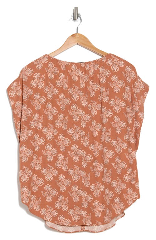 Shop Joie Gwyneth Floral Drawstring Neck Top In Sierra And Bleached Sand