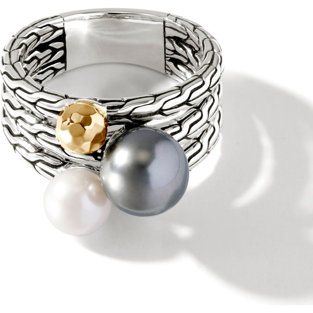 John Hardy Classic Chain Stack Ring In Silver/ Gold