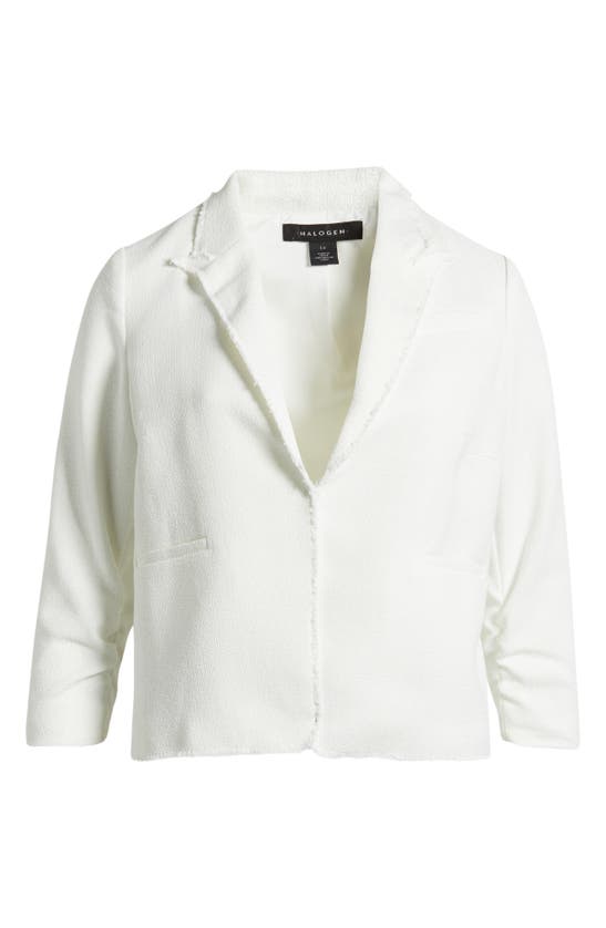Halogen Raw Hem Crop Blazer In New Ivory