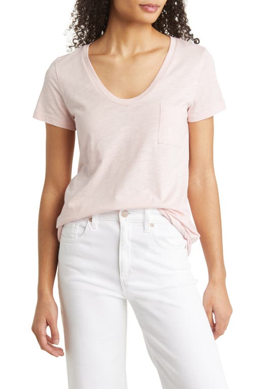 caslon(r) Rounded V-Neck T-Shirt in Pink Lotus