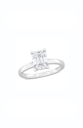 Shop Delmar Sterling Silver Octagon-cut Moissanite Ring In Silver/white