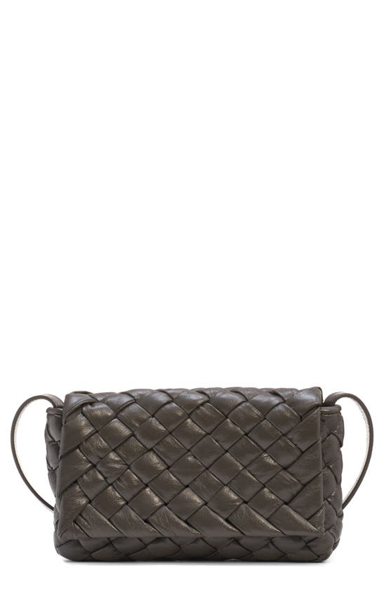 Bottega Veneta Men's Small Rumple Intreccio Leather Crossbody Bag In Light Graphite/ Silver
