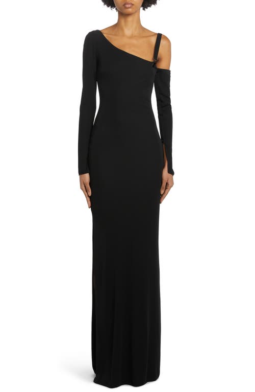 TOM FORD One-Shoulder Long Sleeve Jersey Gown in Black at Nordstrom, Size 10 Us