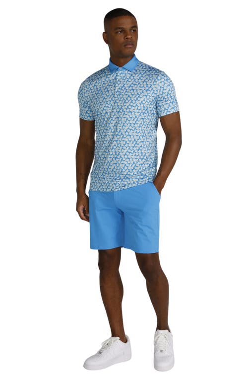 Shop Redvanly Norton Geo Print Performance Golf Polo In Malibu Blue/breeze