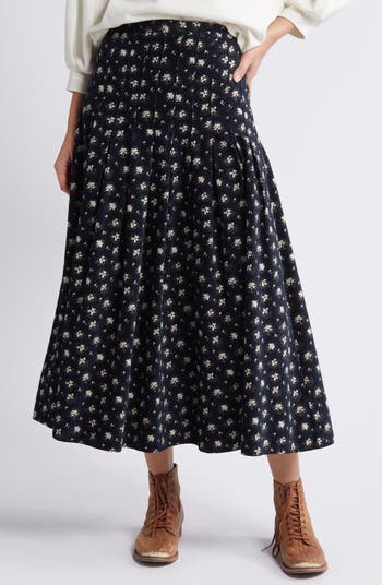 THE GREAT. The Rhythm Floral Corduroy Skirt Nordstrom