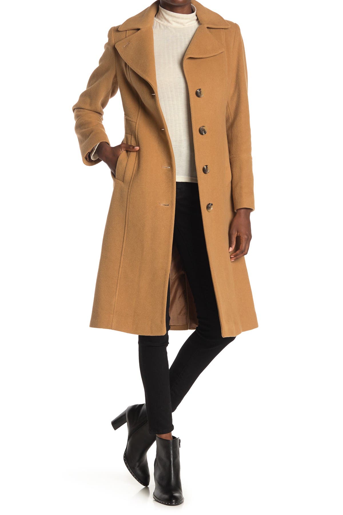 anne klein slant side seam coat