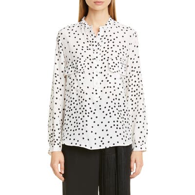 Stella Mccartney Dot Print Silk Crepe De Chine Blouse, US / 46 IT - White