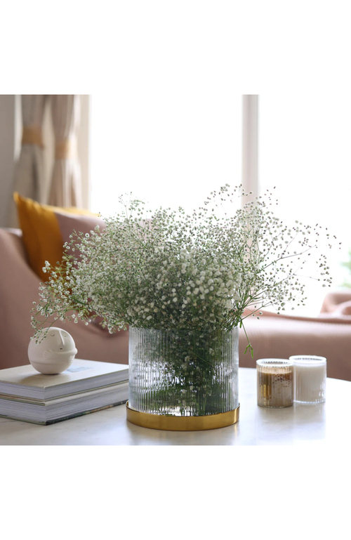 Fleck Fluted Glass Vase In Clear