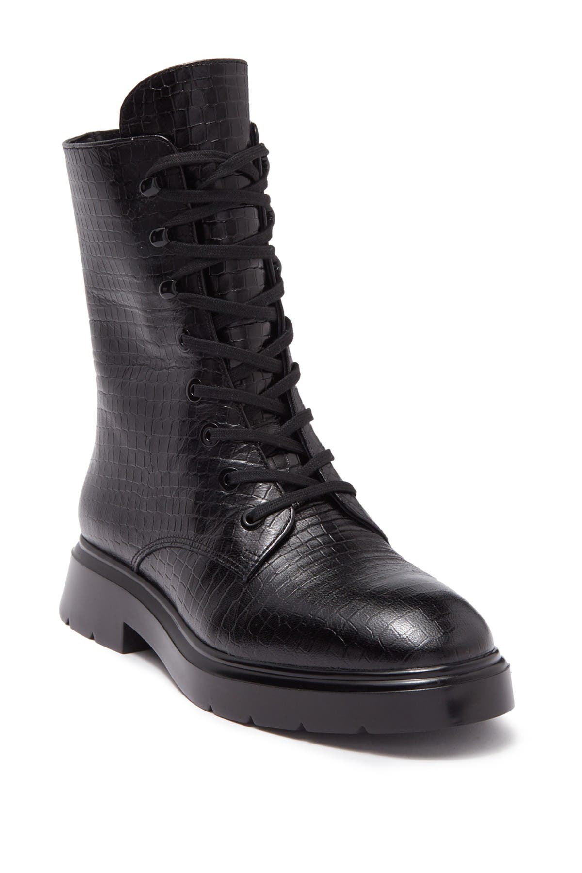 Stuart Weitzman | Mckenzee Embossed Leather Combat Boot | Nordstrom Rack