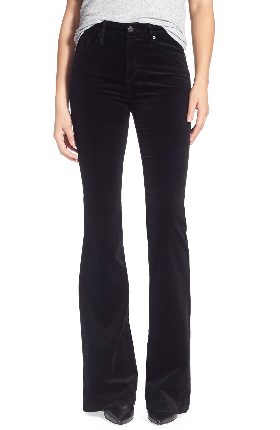 AG 'Janis' Velvet High Rise Flare Jeans (Super Black) | Nordstrom