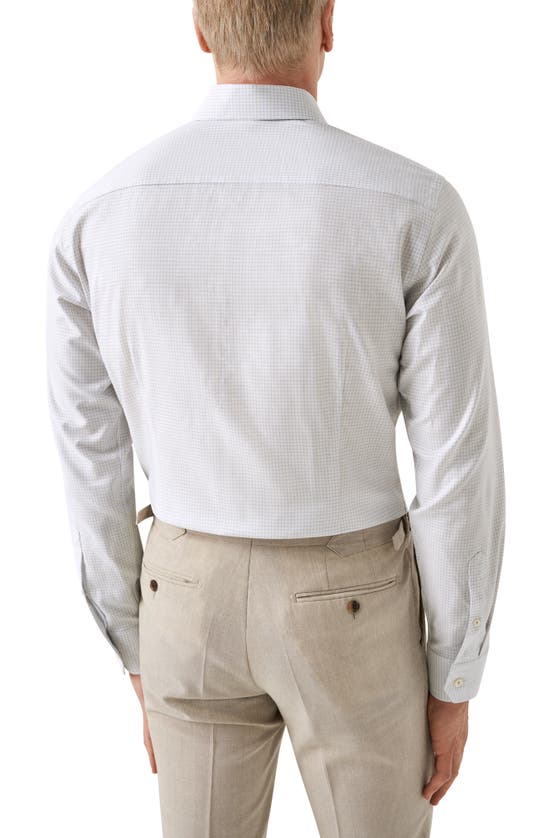 Shop Eton Contemporary Fit Check Cotton Blend Shirt In Light Beige