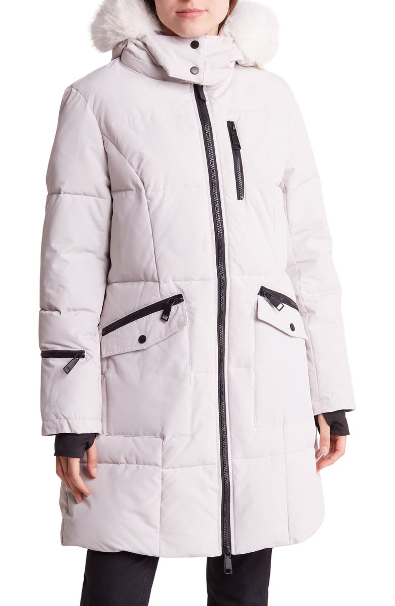 Rebecca Minkoff Hooded Puffer Jacket with Faux Fur Trim