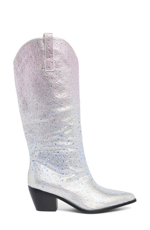 Azalea Wang Almudena Glitter Western Bootie In Silver