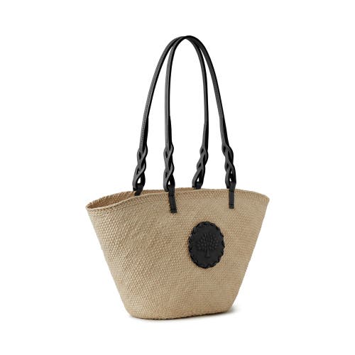 Shop Mulberry Raffia Basket Tote In Natural-black