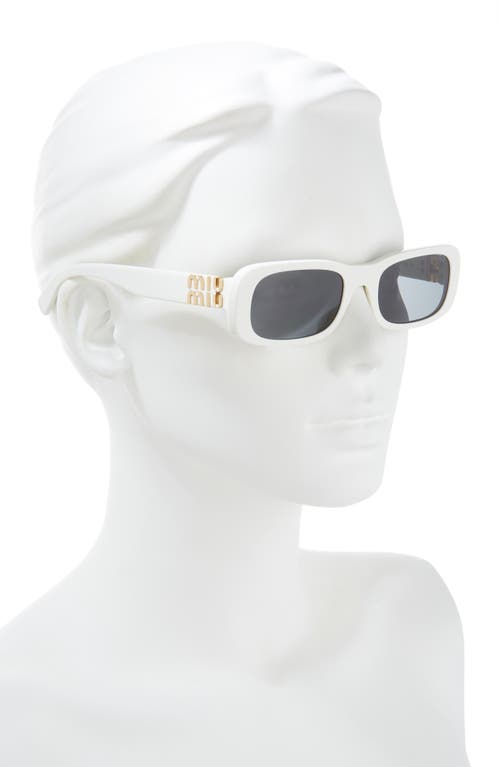 Shop Miu Miu 53mm Rectangular Sunglasses In Dark Grey