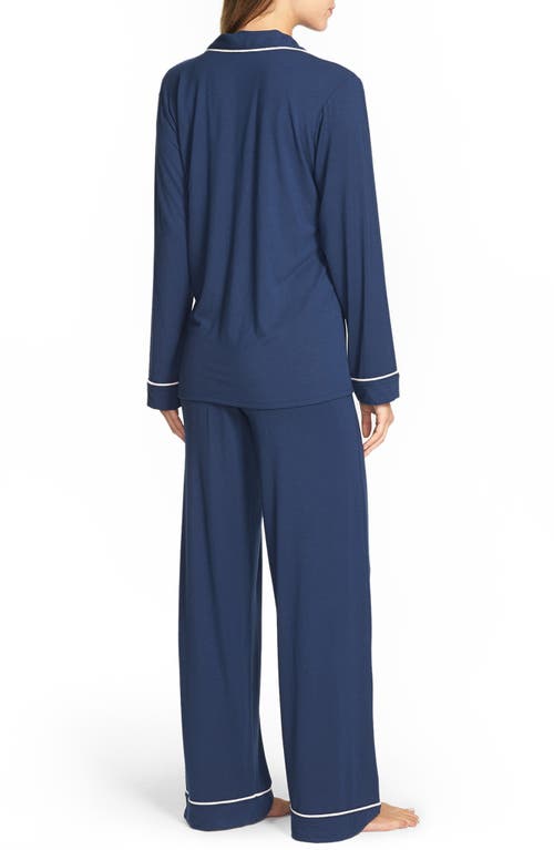 Shop Eberjey Gisele Jersey Knit Pajamas In Navy/ivory