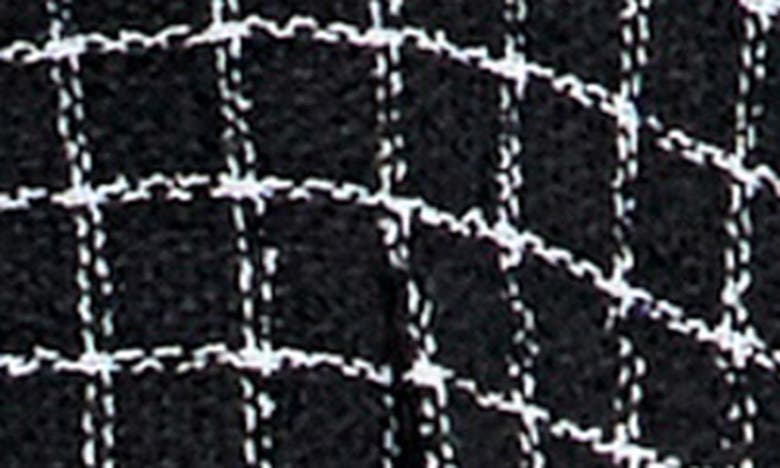 English Factory Windowpane Check Tweed Crop Blazer In Black