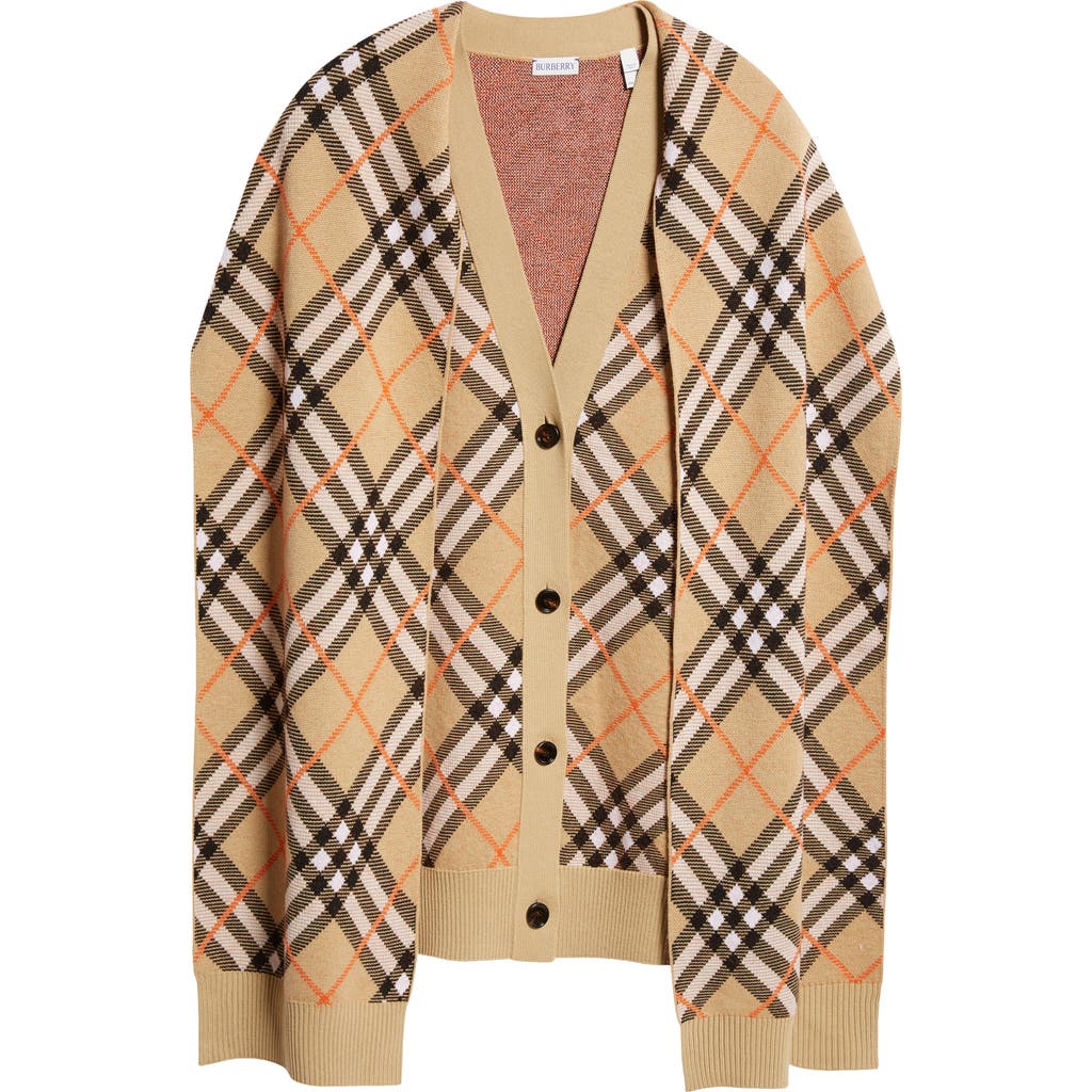 Burberry Checkered Wool-mohair Blend Cardigan In Sand Ip Check