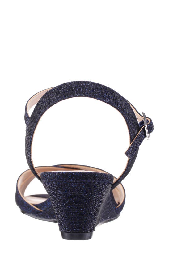 Nina Flora Ankle Strap Wedge Sandal In Navy