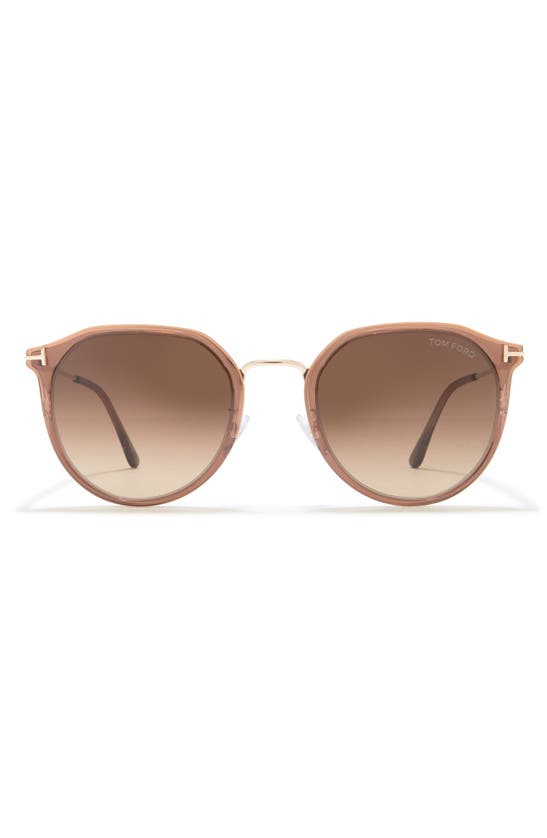 Tom Ford 55mm Round Sunglasses In Light Brown / Gradient Brown