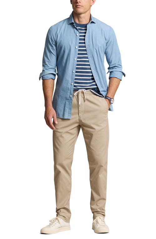 Shop Polo Ralph Lauren Relaxed Tapered Drawstring Stretch Twill Chinos In Khaki Tan