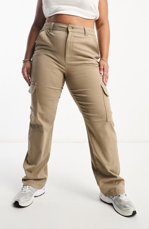Quealent plus Size on Pants Cargo Pants Cargo Jeans Jogger Pocket Loose Fit  Straight Wide Leg Trouser Size 12 Denim Women Pants Green 2XL