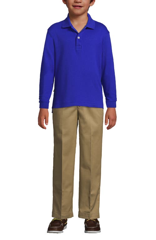 Lands' End School Uniform Kids Long Sleeve Interlock Polo Shirt In Cobalt